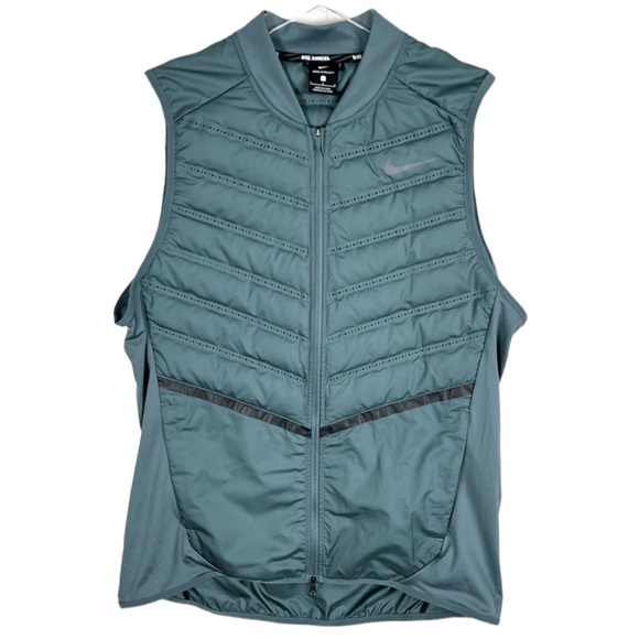 Nike Jackets & Coats Nike Running Aeroloft 80 Down Ventilation Reflective Vest Jacket Sage